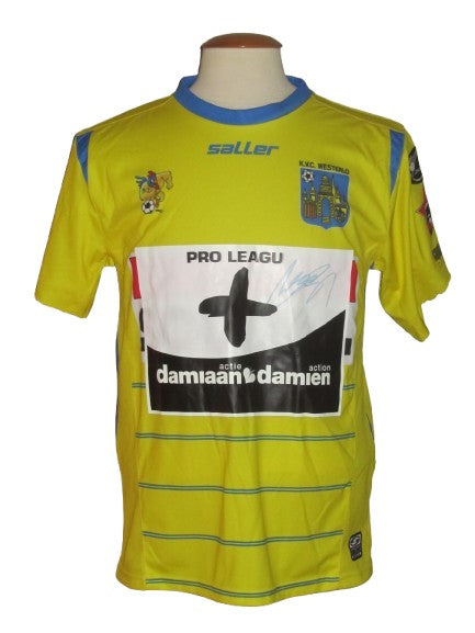 KVC Westerlo 2014-15 Home shirt MATCH WORN #18 Nils Schouterden vs RSC Anderlecht *signed*