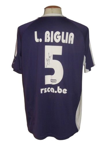 RSC Anderlecht 2006-07 Home shirt L #5 Lucas Biglia *signed*