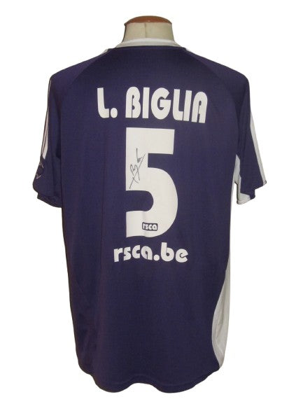 RSC Anderlecht 2006-07 Home shirt L #5 Lucas Biglia *signed*