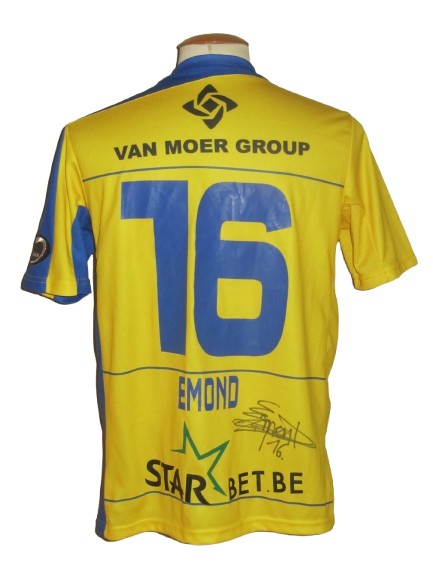 Waasland Beveren 2014-15 Home shirt MATCH ISSUE/WORN #16 Renaud Emond *signed*