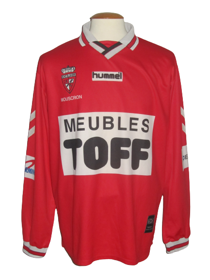 Maillot Extérieur Mouscron #9 1999-2000 – Hummel Bleu – Rare Et Porté Par Un Joueur