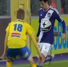 Load image into Gallery viewer, KVC Westerlo 2014-15 Home shirt MATCH WORN #18 Nils Schouterden vs RSC Anderlecht *signed*