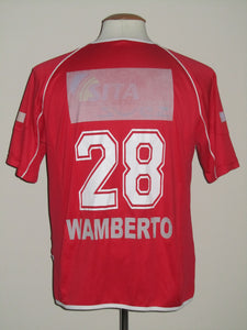 RAEC Mons 2006-07 Home shirt MATCH ISSUE/WORN #28 Wamberto *damaged*