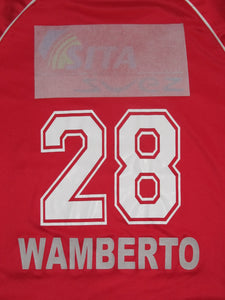 RAEC Mons 2006-07 Home shirt MATCH ISSUE/WORN #28 Wamberto *damaged*
