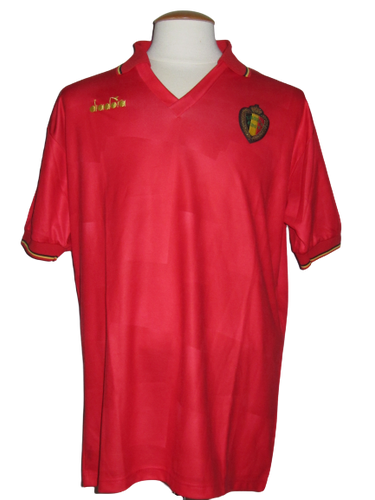 Rode Duivels 1992-93 home shirt MATCH WORN #14 Luis Oliveira vs Romania